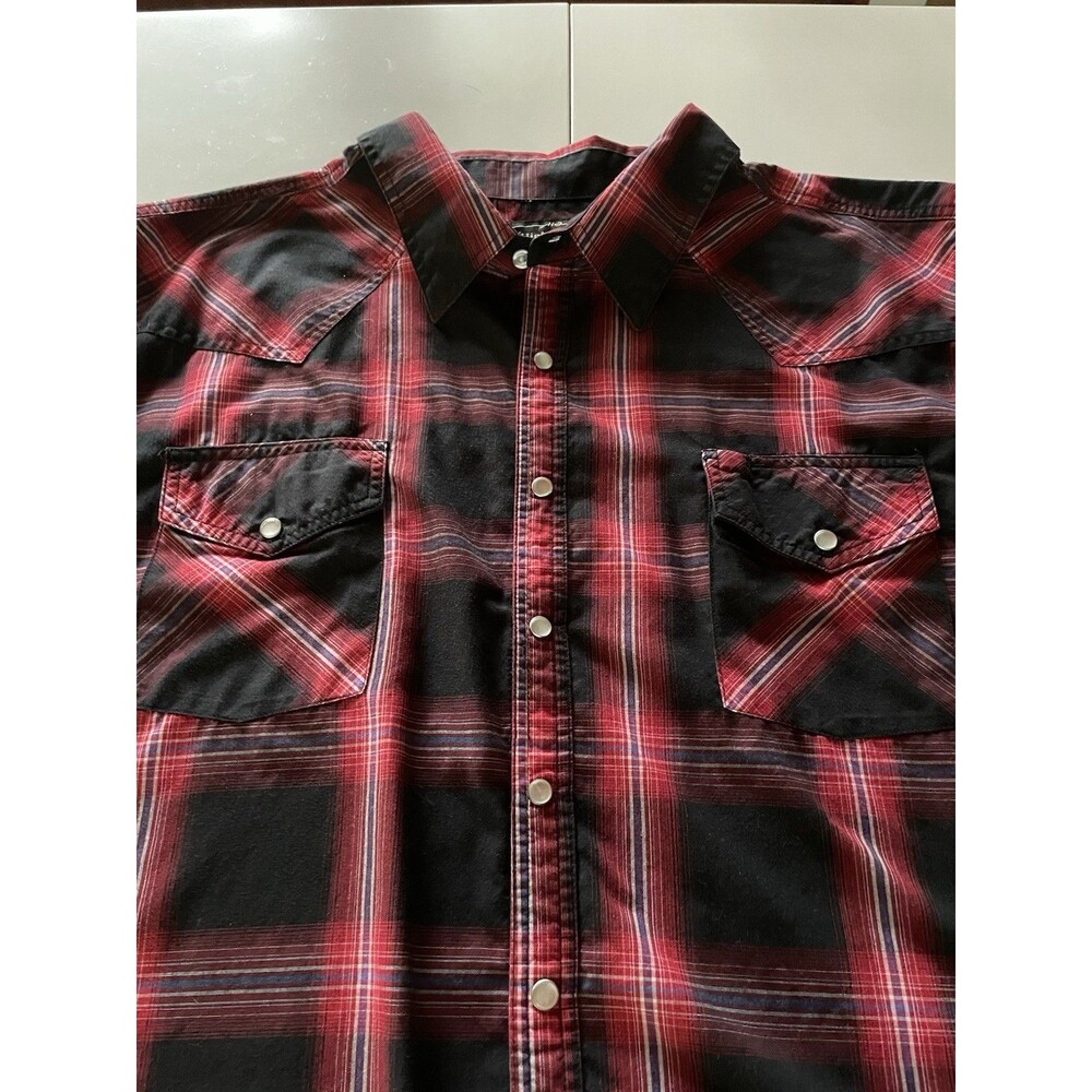 2XL High Noon Short Sleeve Plaid Pearl Snap Western Shirt